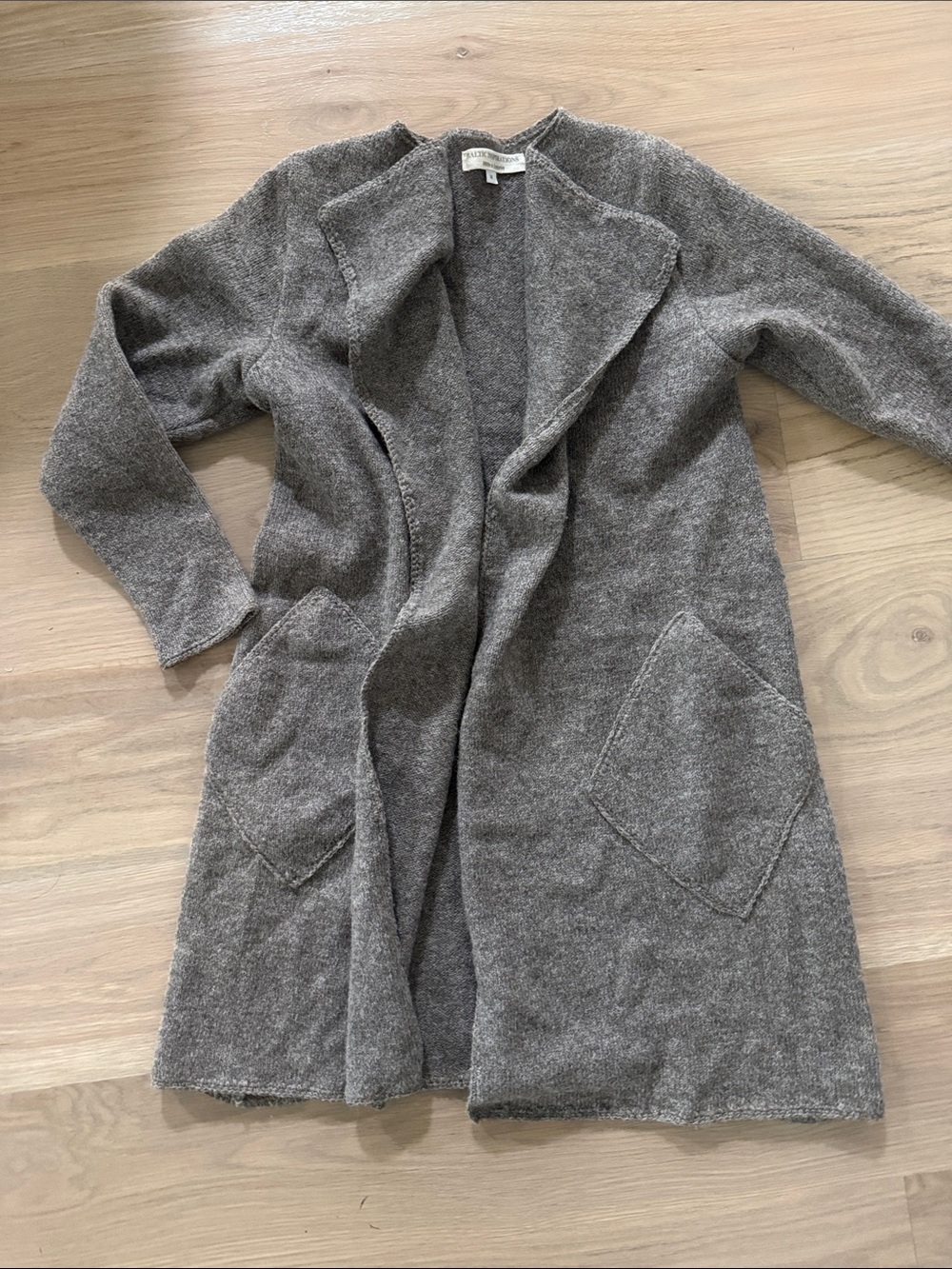 Baltic Inspirations Gray Open Front Wool Blend Cardigan Sweater Coat Medium